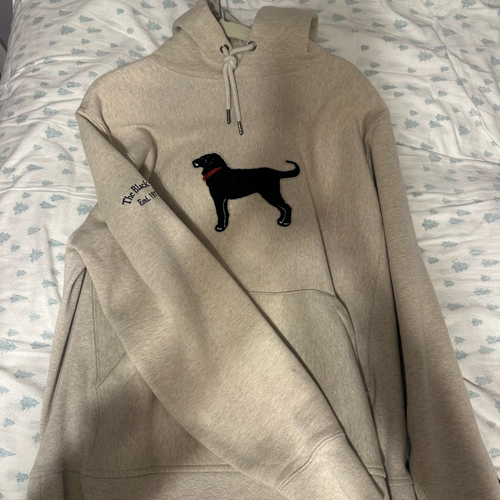 The Black Dog Beige Hoodie With Black Dog Patch